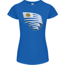 Curled Uruguay Flag Uruguayan Day Football Womens Petite Cut T-Shirt Royal Blue