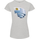 Curled Uruguay Flag Uruguayan Day Football Womens Petite Cut T-Shirt Sports Grey