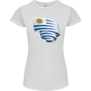 Curled Uruguay Flag Uruguayan Day Football Womens Petite Cut T-Shirt White