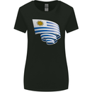 Curled Uruguay Flag Uruguayan Day Football Womens Wider Cut T-Shirt Black