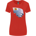 Curled Uruguay Flag Uruguayan Day Football Womens Wider Cut T-Shirt Red