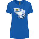 Curled Uruguay Flag Uruguayan Day Football Womens Wider Cut T-Shirt Royal Blue