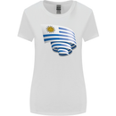 Curled Uruguay Flag Uruguayan Day Football Womens Wider Cut T-Shirt White