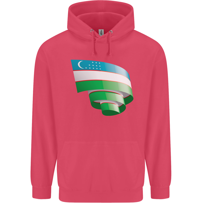 Curled Uzbekistan Flag Ukbek Day Football Childrens Kids Hoodie Heliconia