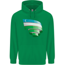 Curled Uzbekistan Flag Ukbek Day Football Childrens Kids Hoodie Irish Green