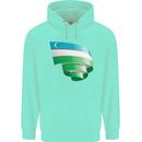 Curled Uzbekistan Flag Ukbek Day Football Childrens Kids Hoodie Peppermint