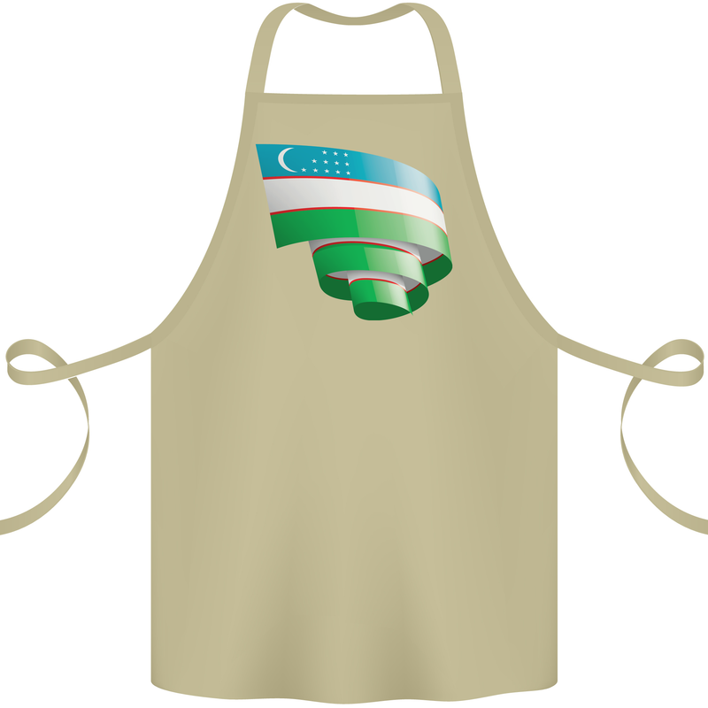 Curled Uzbekistan Flag Ukbek Day Football Cotton Apron 100% Organic Khaki