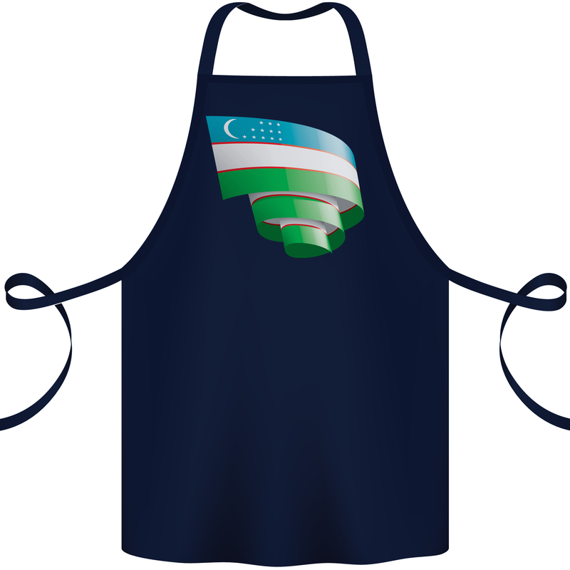 Curled Uzbekistan Flag Ukbek Day Football Cotton Apron 100% Organic Navy Blue