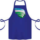 Curled Uzbekistan Flag Ukbek Day Football Cotton Apron 100% Organic Royal Blue