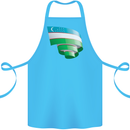 Curled Uzbekistan Flag Ukbek Day Football Cotton Apron 100% Organic Turquoise