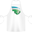 Curled Uzbekistan Flag Ukbek Day Football Cotton Apron 100% Organic White