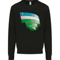 Curled Uzbekistan Flag Ukbek Day Football Kids Sweatshirt Jumper Black