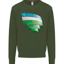 Curled Uzbekistan Flag Ukbek Day Football Kids Sweatshirt Jumper Forest Green