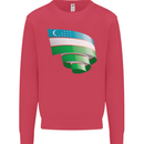 Curled Uzbekistan Flag Ukbek Day Football Kids Sweatshirt Jumper Heliconia
