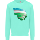 Curled Uzbekistan Flag Ukbek Day Football Kids Sweatshirt Jumper Peppermint