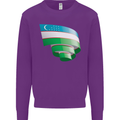 Curled Uzbekistan Flag Ukbek Day Football Kids Sweatshirt Jumper Purple