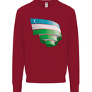 Curled Uzbekistan Flag Ukbek Day Football Kids Sweatshirt Jumper Red