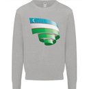 Curled Uzbekistan Flag Ukbek Day Football Kids Sweatshirt Jumper Sports Grey