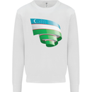 Curled Uzbekistan Flag Ukbek Day Football Kids Sweatshirt Jumper White