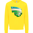 Curled Uzbekistan Flag Ukbek Day Football Kids Sweatshirt Jumper Yellow