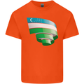 Curled Uzbekistan Flag Ukbek Day Football Kids T-Shirt Childrens Orange