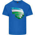 Curled Uzbekistan Flag Ukbek Day Football Kids T-Shirt Childrens Royal Blue