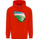 Curled Uzbekistan Flag Ukbek Day Football Mens 80% Cotton Hoodie Bright Red