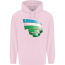 Curled Uzbekistan Flag Ukbek Day Football Mens 80% Cotton Hoodie Light Pink