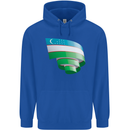 Curled Uzbekistan Flag Ukbek Day Football Mens 80% Cotton Hoodie Royal Blue
