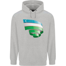 Curled Uzbekistan Flag Ukbek Day Football Mens 80% Cotton Hoodie Sports Grey