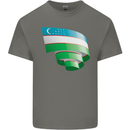 Curled Uzbekistan Flag Ukbek Day Football Mens Cotton T-Shirt Tee Top Charcoal