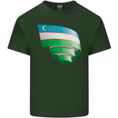 Curled Uzbekistan Flag Ukbek Day Football Mens Cotton T-Shirt Tee Top Forest Green