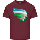Curled Uzbekistan Flag Ukbek Day Football Mens Cotton T-Shirt Tee Top Maroon