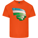 Curled Uzbekistan Flag Ukbek Day Football Mens Cotton T-Shirt Tee Top Orange