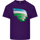 Curled Uzbekistan Flag Ukbek Day Football Mens Cotton T-Shirt Tee Top Purple