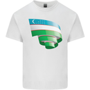 Curled Uzbekistan Flag Ukbek Day Football Mens Cotton T-Shirt Tee Top White