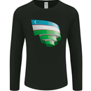 Curled Uzbekistan Flag Ukbek Day Football Mens Long Sleeve T-Shirt Black