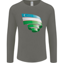 Curled Uzbekistan Flag Ukbek Day Football Mens Long Sleeve T-Shirt Charcoal