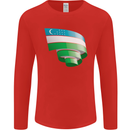 Curled Uzbekistan Flag Ukbek Day Football Mens Long Sleeve T-Shirt Red