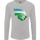 Curled Uzbekistan Flag Ukbek Day Football Mens Long Sleeve T-Shirt Sports Grey