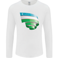 Curled Uzbekistan Flag Ukbek Day Football Mens Long Sleeve T-Shirt White