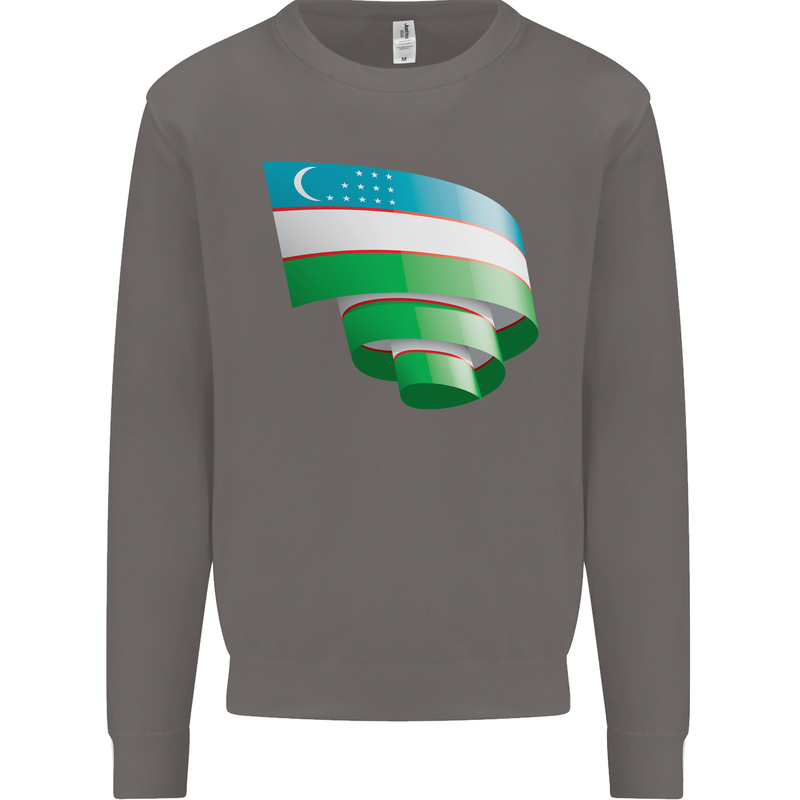 Curled Uzbekistan Flag Ukbek Day Football Mens Sweatshirt Jumper Charcoal