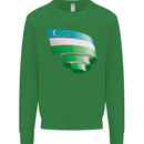 Curled Uzbekistan Flag Ukbek Day Football Mens Sweatshirt Jumper Irish Green