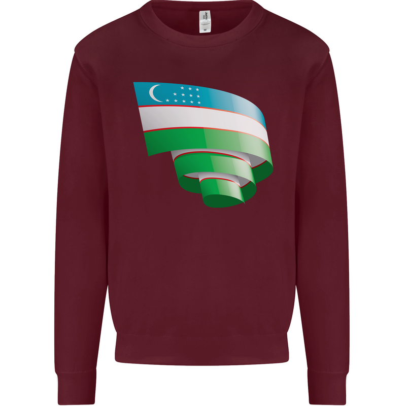 Curled Uzbekistan Flag Ukbek Day Football Mens Sweatshirt Jumper Maroon