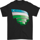 Curled Uzbekistan Flag Ukbek Day Football Mens T-Shirt 100% Cotton Black