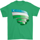 Curled Uzbekistan Flag Ukbek Day Football Mens T-Shirt 100% Cotton Irish Green
