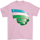 Curled Uzbekistan Flag Ukbek Day Football Mens T-Shirt 100% Cotton Light Pink