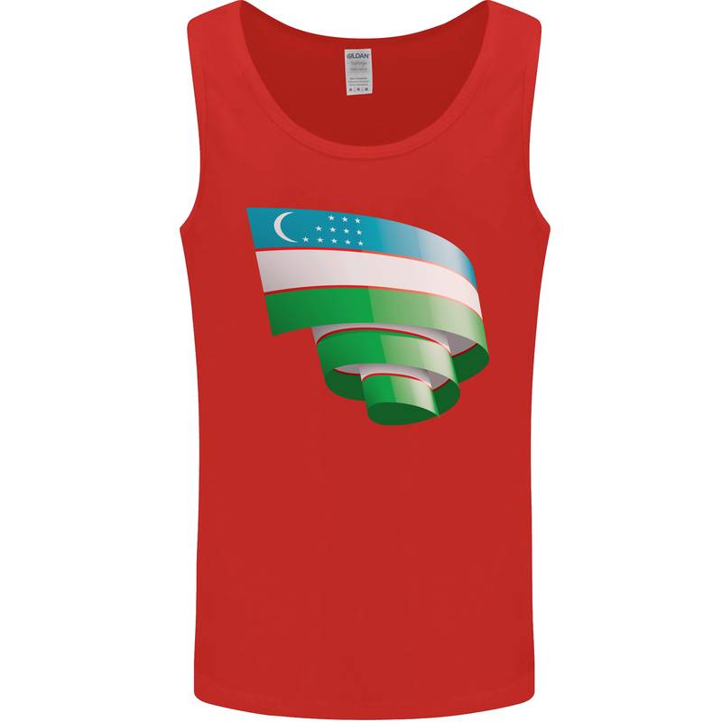 Curled Uzbekistan Flag Ukbek Day Football Mens Vest Tank Top Red