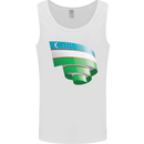 Curled Uzbekistan Flag Ukbek Day Football Mens Vest Tank Top White