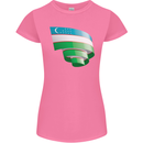 Curled Uzbekistan Flag Ukbek Day Football Womens Petite Cut T-Shirt Azalea